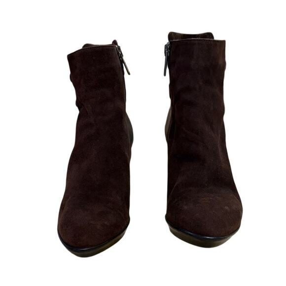 AQUATALIA BY MARVIN K. BROWN SUEDE AND LEATHER DOUBLE BUCKLE HEELED BOOTIES 6.5 - Picture 2 of 8